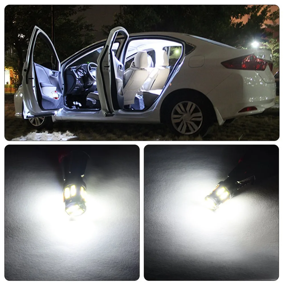 Комплект из 2 предметов белая 10 SMD 7020 T10 W5W светодиодный ламп супер яркий 194 168 2825