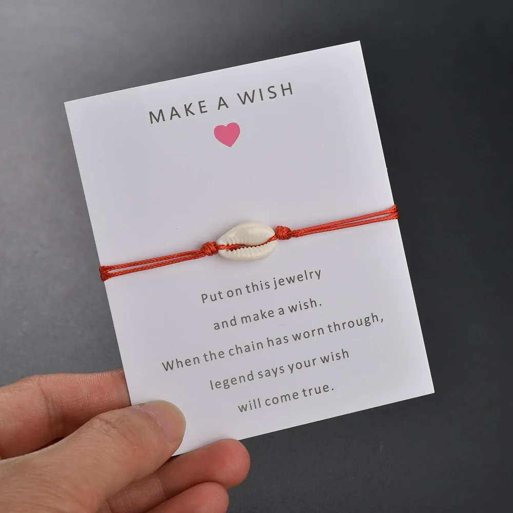 Очаровательный браслет Love Nature Shell из крафт-бумаги подарок с надписью Wish Card
