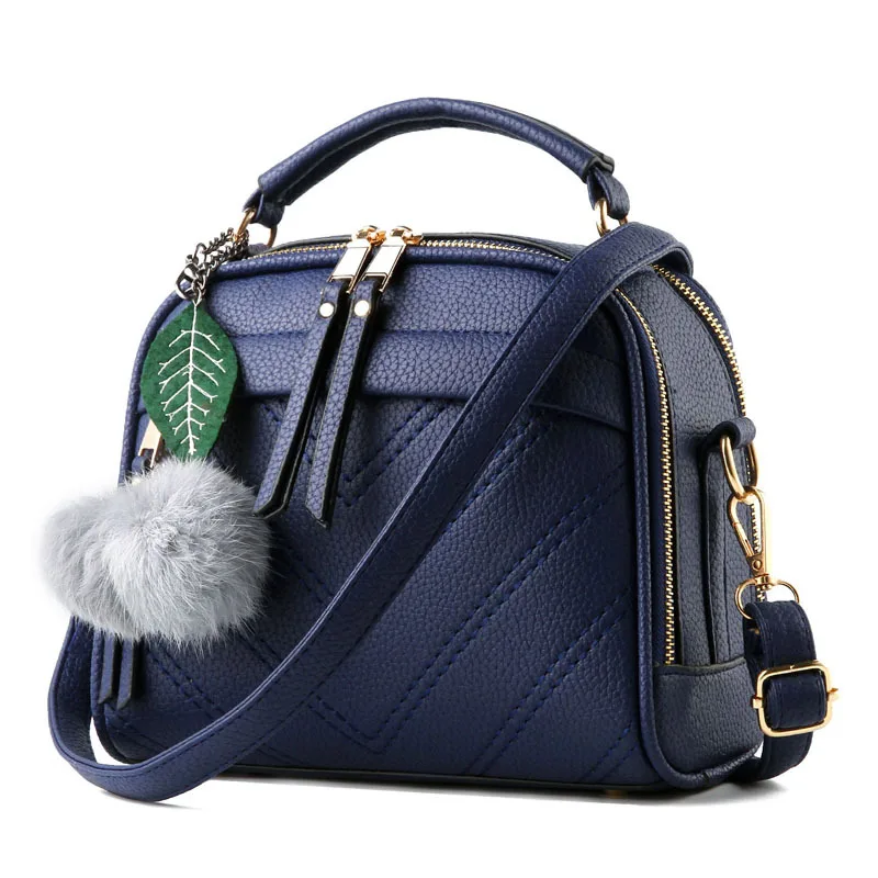 2019 designer luxury brand high quality PU leather ladies ladies gray hairball  handbag shoulder bag female handbag images - 6