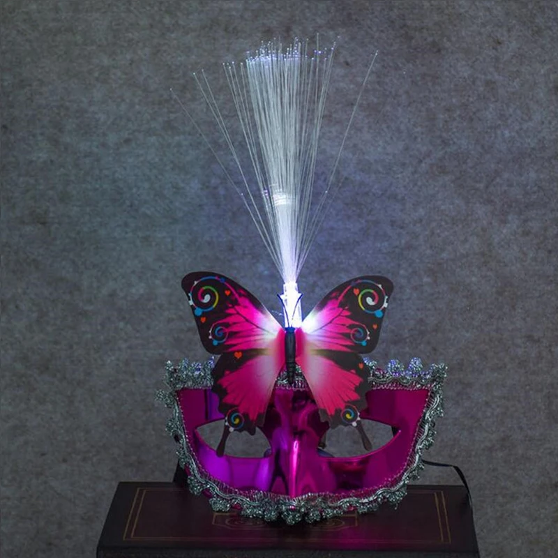 

20pcs/lot Charm Women Girls Flashing LED Butterfly Fiber Masks Blinking Mask Masquerade Party Dress Decoration Wedding Favors