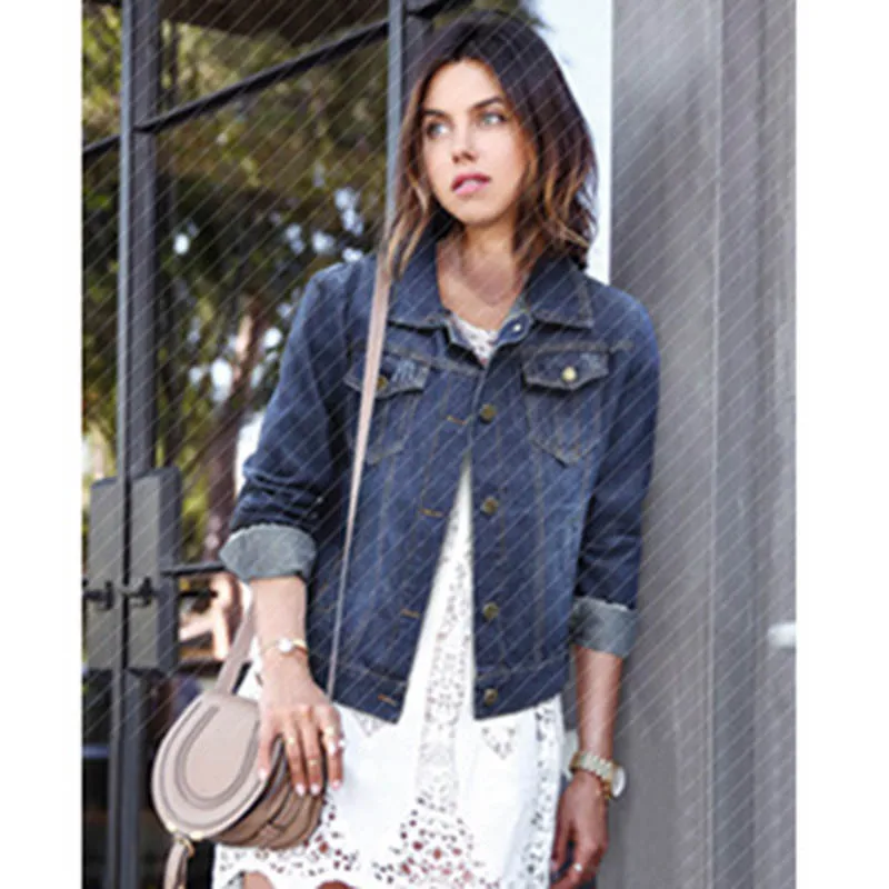 Куртка женская джинсовая свободного покроя в стиле харадзюк однобортная верхняя