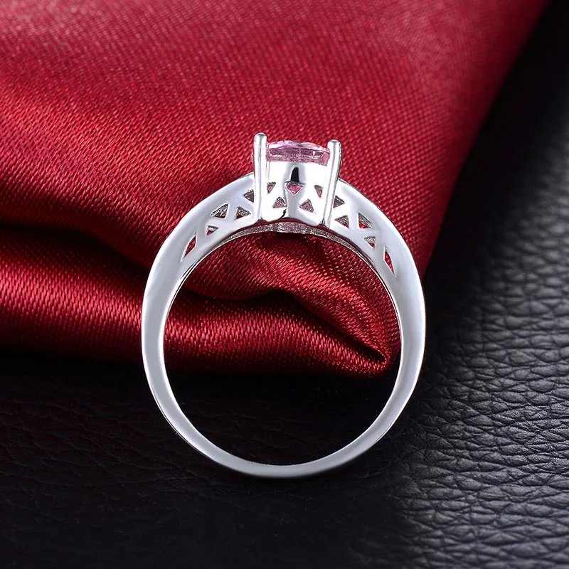 Красивые кольца для женщин сделаны из 1 5 карат розового AAA CZ белого золота