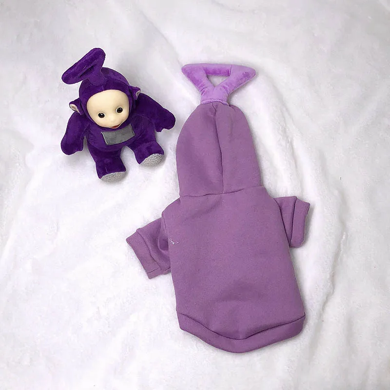 purple HSWLL осенняя и зимняя одежда для собак плюс бархатный свитер антенна детская одежда с капюшоном Маленькая Собака Французский бульдог - Цвет: purple