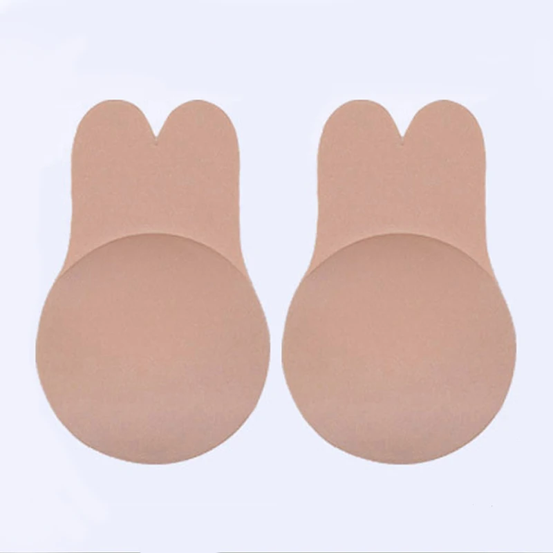 Beige Новинка, 6 цветов, Kawaii Rabbit, женские, силиконовые, без бретелек, невидимые, пуш-ап, бюстгальтеры для самоклеющихся, беспроводной, без косточек, многоразовые, подкладки для бюстгальтера - Цвет: Beige