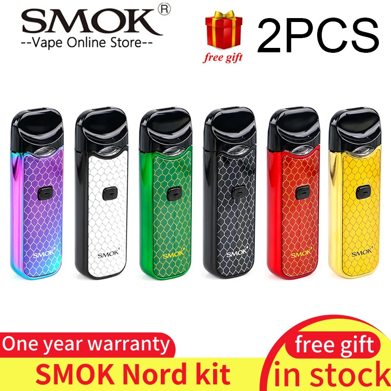 2 шт смол цвет Smok Nord Pod vape комплект система с 1100 мАч и 3 мл картридж Норд