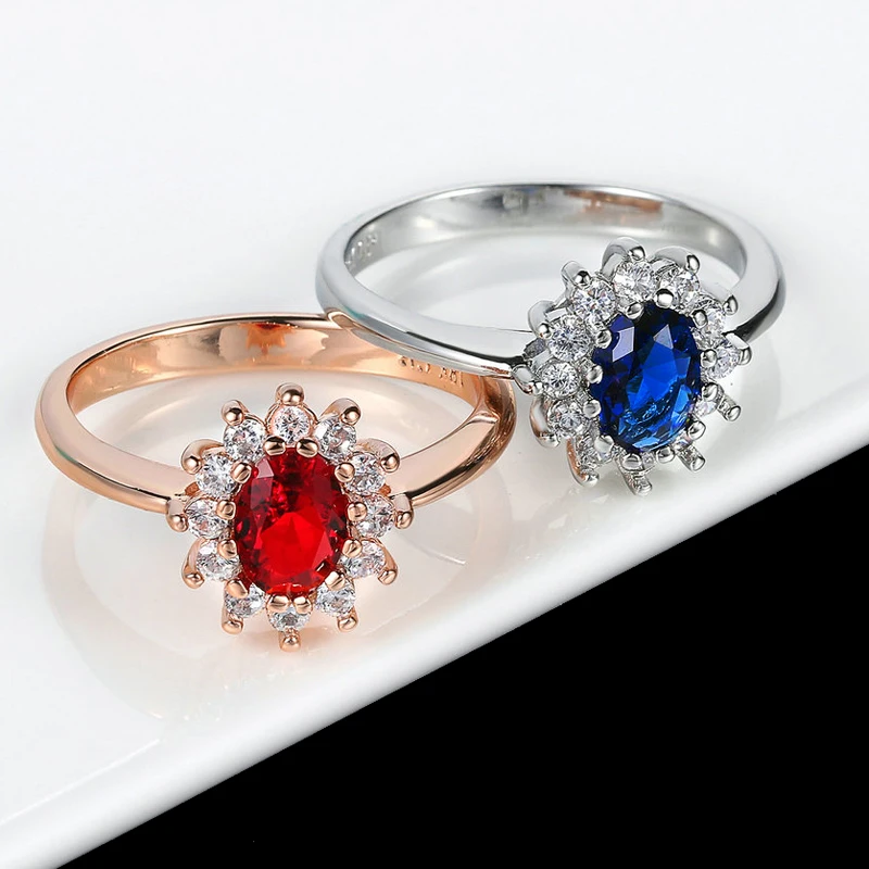 Принцесса Диана Вильям Кейт Миддлтон 1.88ct создан Синий Камень Обручальное кольцо для женщин
