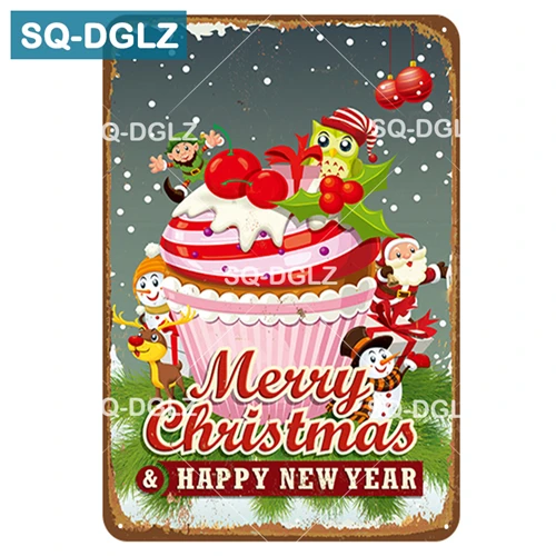 [SQ-DGLZ] счастливый год металлический знак бар стены/двери декор Счастливого Рождества оловянный Знак Домашний декор живопись таблички Рождественский подарок - Цвет: 1150
