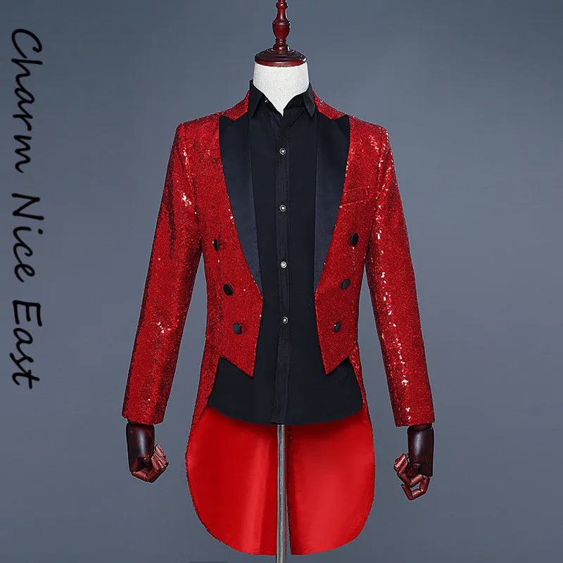 Смокинг с блестками для мага мужчин театральное платье ночного клуба бара хоста