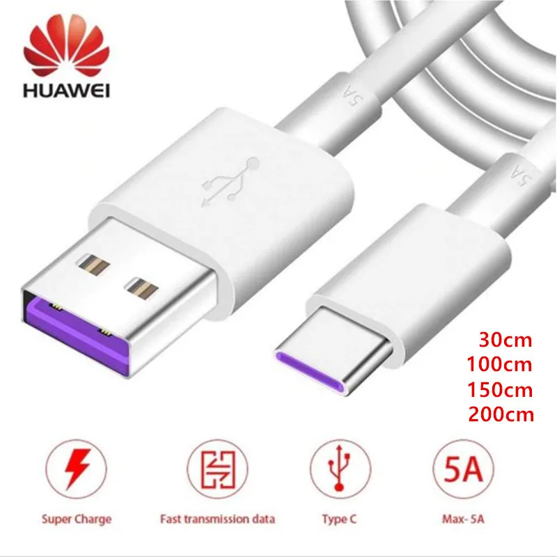 Оригинальный зарядный кабель Huawei p20 pro P10 Mate 9 10 20 Honor note 5A supercharge Fast USB 3 1 Type C V10 V20