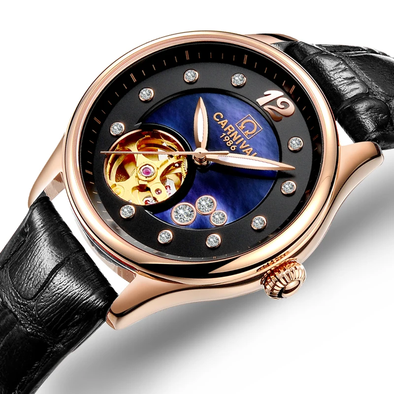 

Switzerland Carnival Women Watches Luxury Brand ladies Automatic Mechanical Watch Women Waterproof relogio feminino C0682-6