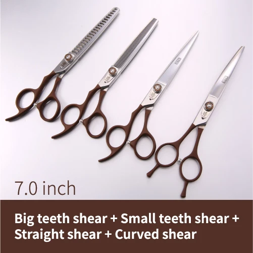 4pcs set Дизайн левша 7,0 дюймов набор ножниц для груминга домашних животных прямые филировочные изогнутые ножницы - Цвет: 4pcs set