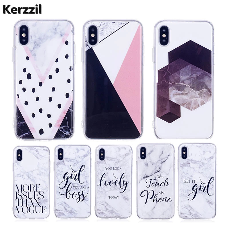 Kerzzil Splice Geometry Pattern Phone Case for iPhone X XR Xs Max Soft Marble TPU Cover Cases 8 7 6 6s Plus 5s 5 SE |