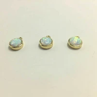 5pcs 9mm circular opal gold color side drilled beads man made opal small size pendant beads for necklace druzy charm jewelry