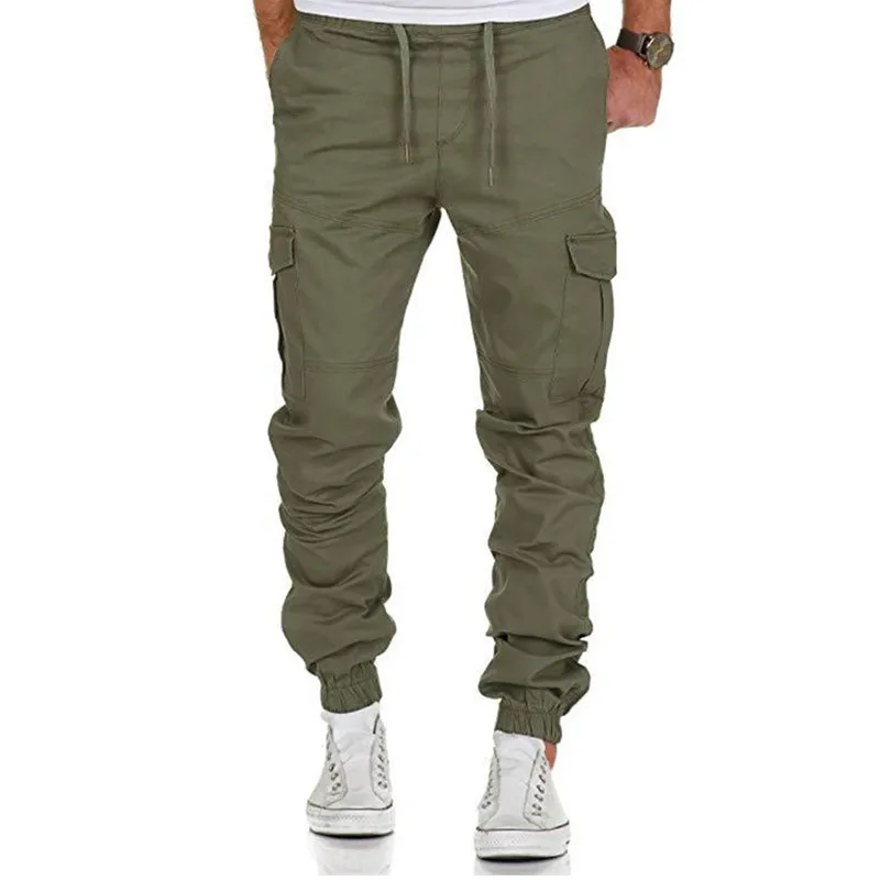 army green Новинка, Мужские штаны, хип-хоп джоггеры, модные базовые однотонные брюки с эластичной резинкой на талии, повседневные штаны с карманами, высокое качество, мужские спортивные штаны - Цвет: army green