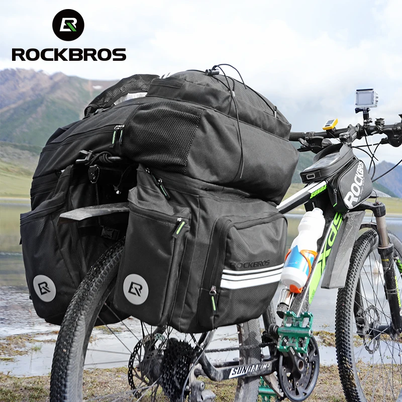 ROCKBROS 3 в 1 водонепроницаемые велосипедные сумки Pannier 48L MTB сумка для горного