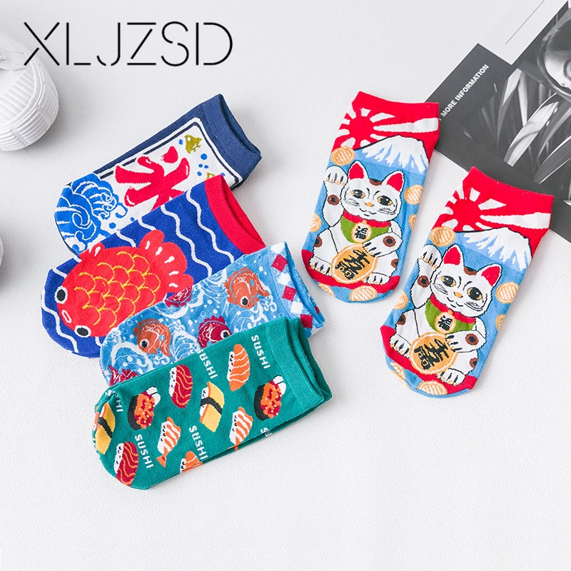 XLJZSD 1 пара 2019 Новое поступление Мультяшные Фортуны Кот рыба суши модные брендовые