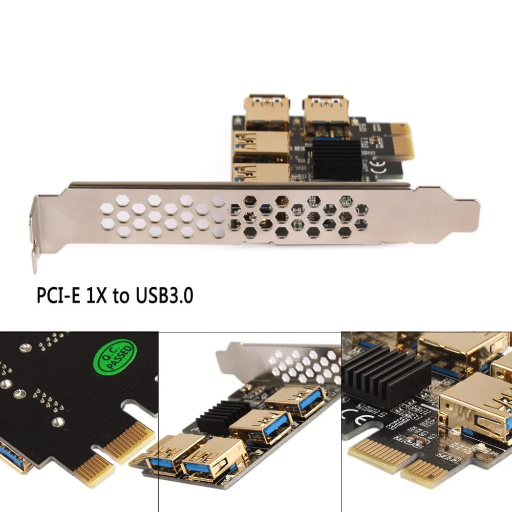 PCI E Express Riser Card 1x до 16x1 4 USB 3 0 слот множитель концентратора адаптер для Bitcoin добыча