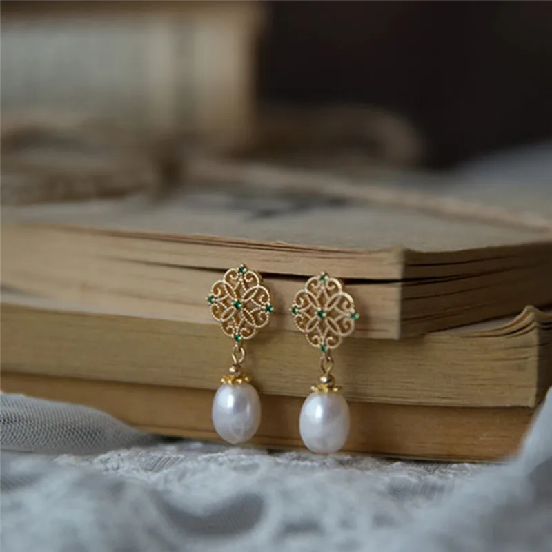 Seemulem пресноводный барочный жемчуг серьги для женщин роскошный Изумрудный дворец
