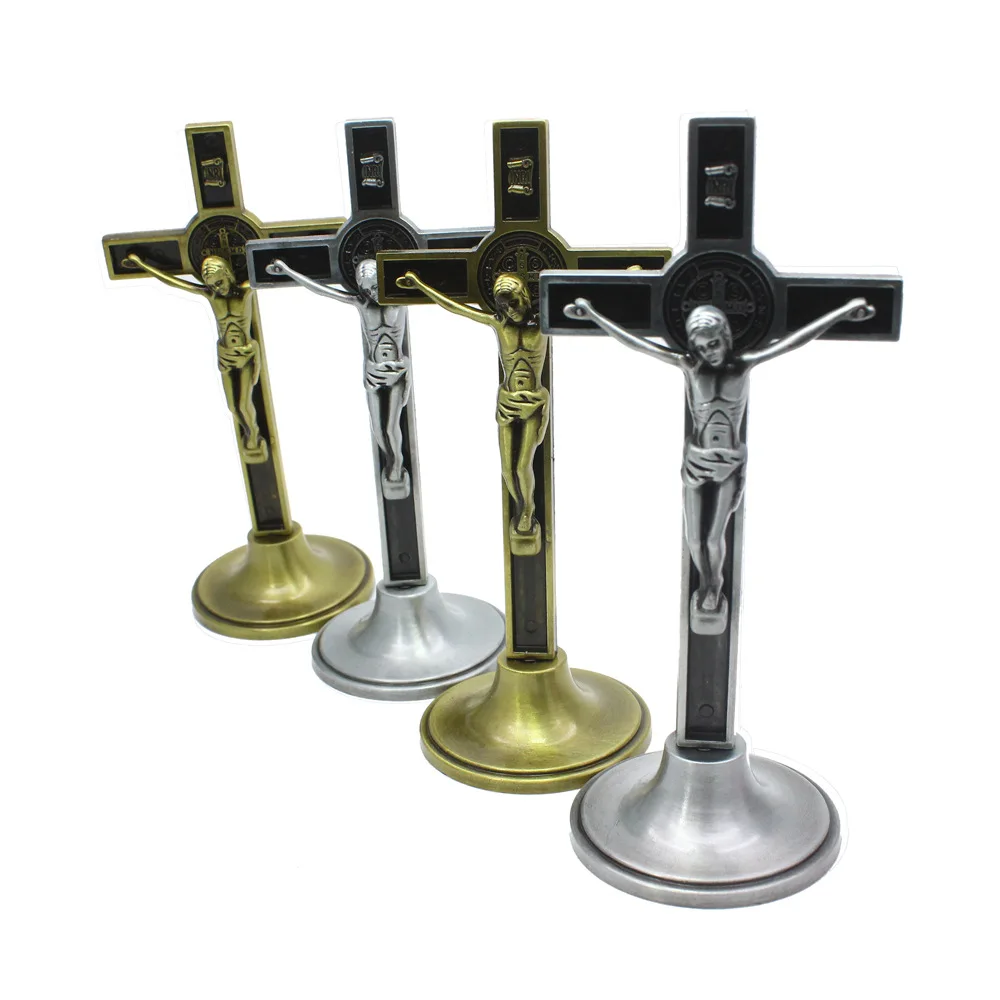 Church Relics Wall Crosses Crucifix Jesus Christ On The Stand Cross Wall Crucifix Antique Home Chapel Decoration Alloy material