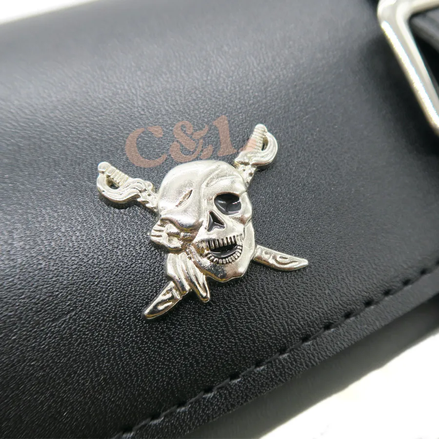 Черная мотоциклетная Сумка-седло с черепом из искусственной кожи Боковая Сумка