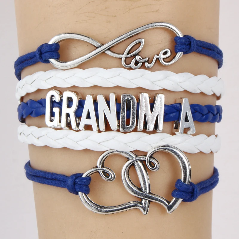 (10 шт./лот) Бесконечная любовь мамы и бабушки браслеты сердце Шарм ручной работы