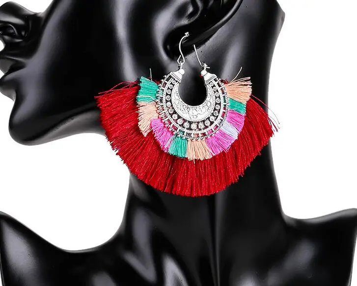3 вида цветов сережки с кисточками Boho длинные серьги ручной работы цветные Серьги