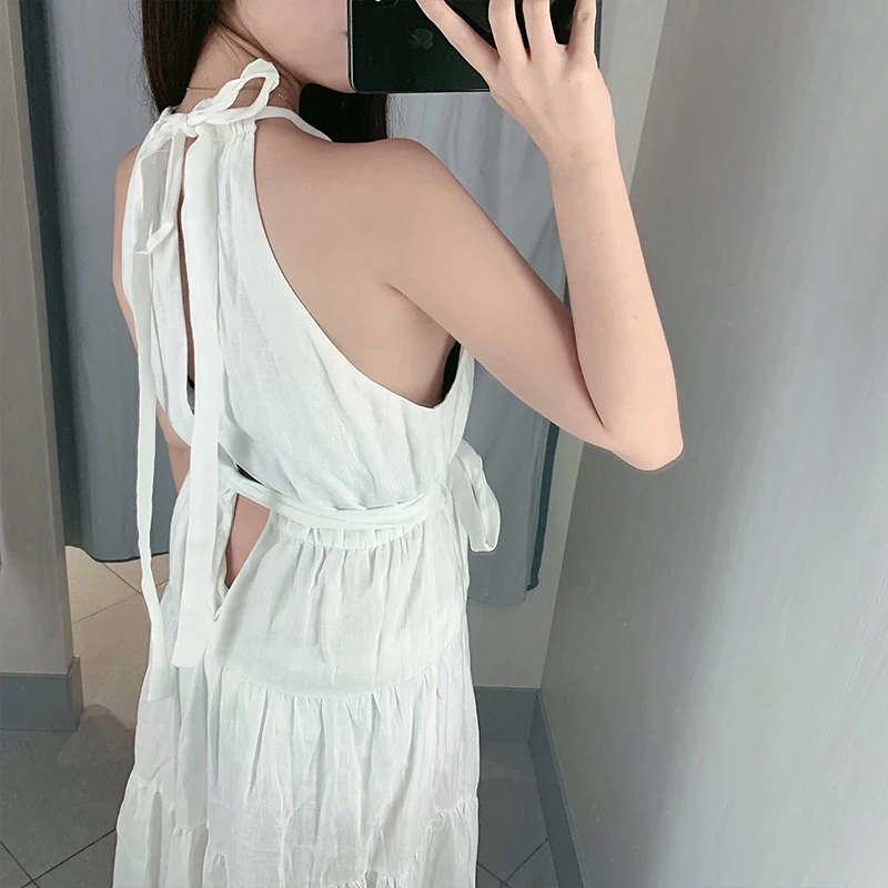 Летнее женское платье Модная однотонная плиссированная Роскошная пикантная