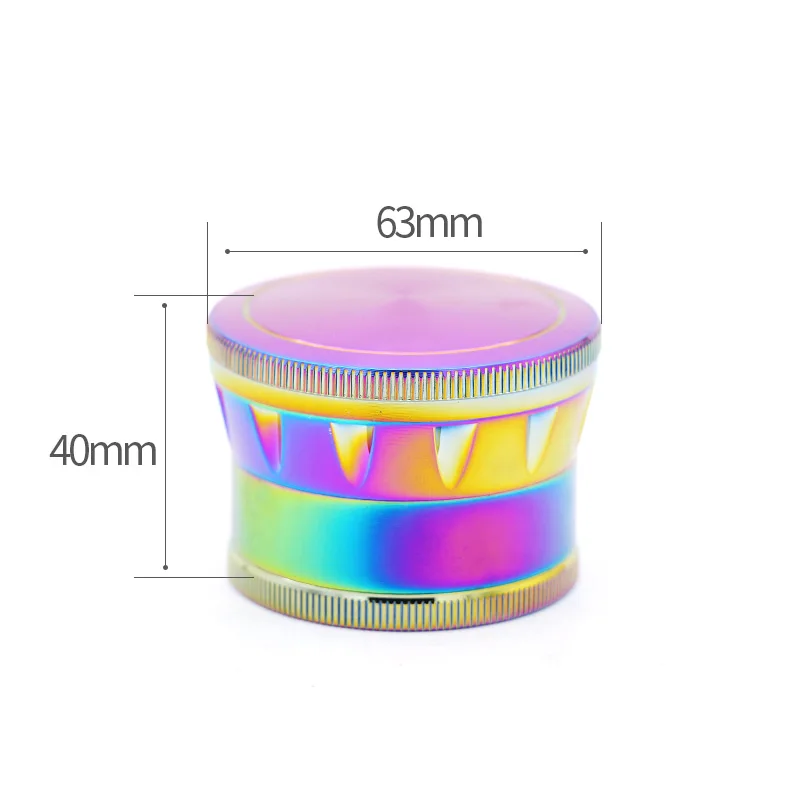 Модная популярная ледяная синяя 63 мм стандартная табачная мельница 4-слойная