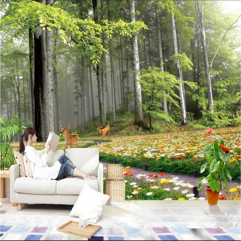 Beibehang пользовательские фото обои настенные наклейки 3D роспись природный лес тв