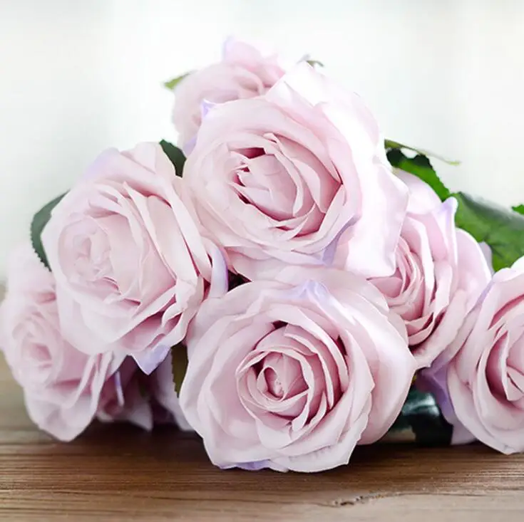 pink mix purple Искусственный шелк, 10 голов, букет французских роз, искусственные цветы, украшение для стола, свадебные цветы, вечерние, аксессуары, Флорес - Цвет: pink mix purple