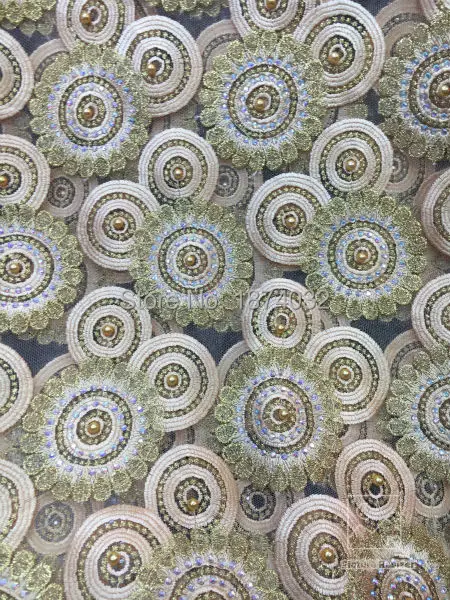 Высокое качество 2016 органзы Тюль кружева с блестками в африканском стиле вышивка французский чистая камень