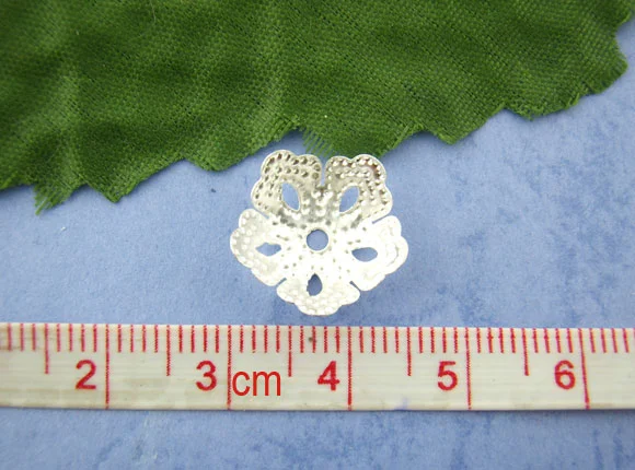 

Doreen Box Lovely 200PCs Silver color Flower Beads Caps 14mm (B00858)