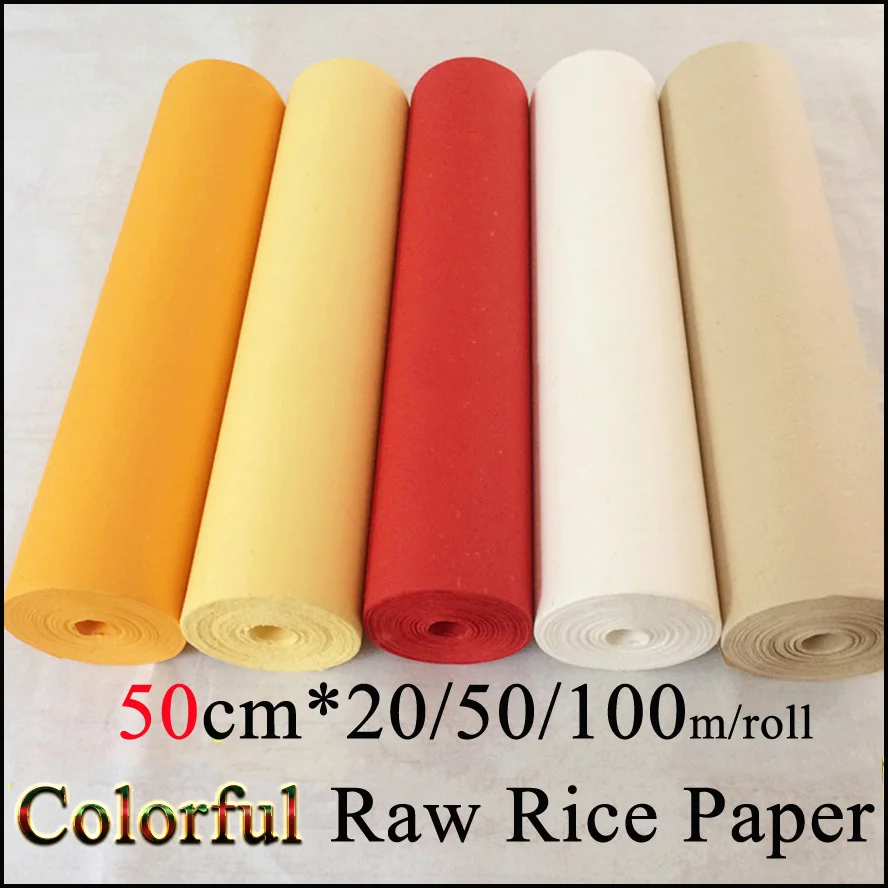 50cm Colorful Painting Paper Roll Chinese Calligraphy Xuan Paper for artist painting calligraphy Raw Rice Paper