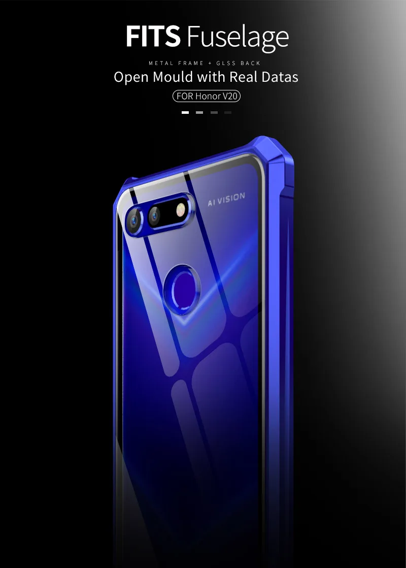 Для huawei Honor V20 чехол Роскошный Алюминиевый металлический каркас бампер и прозрачная задняя крышка из закаленного стекла для huawei View 20 чехол