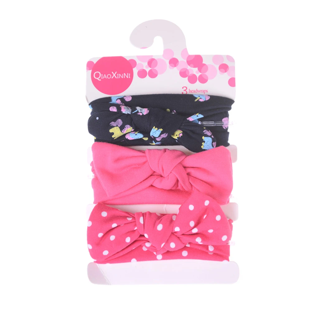 

3Pcs/Set Bowknot Headband Lovely Fashion Kids Baby Girls Children Cotton Hair Band Headwear Mix Styles