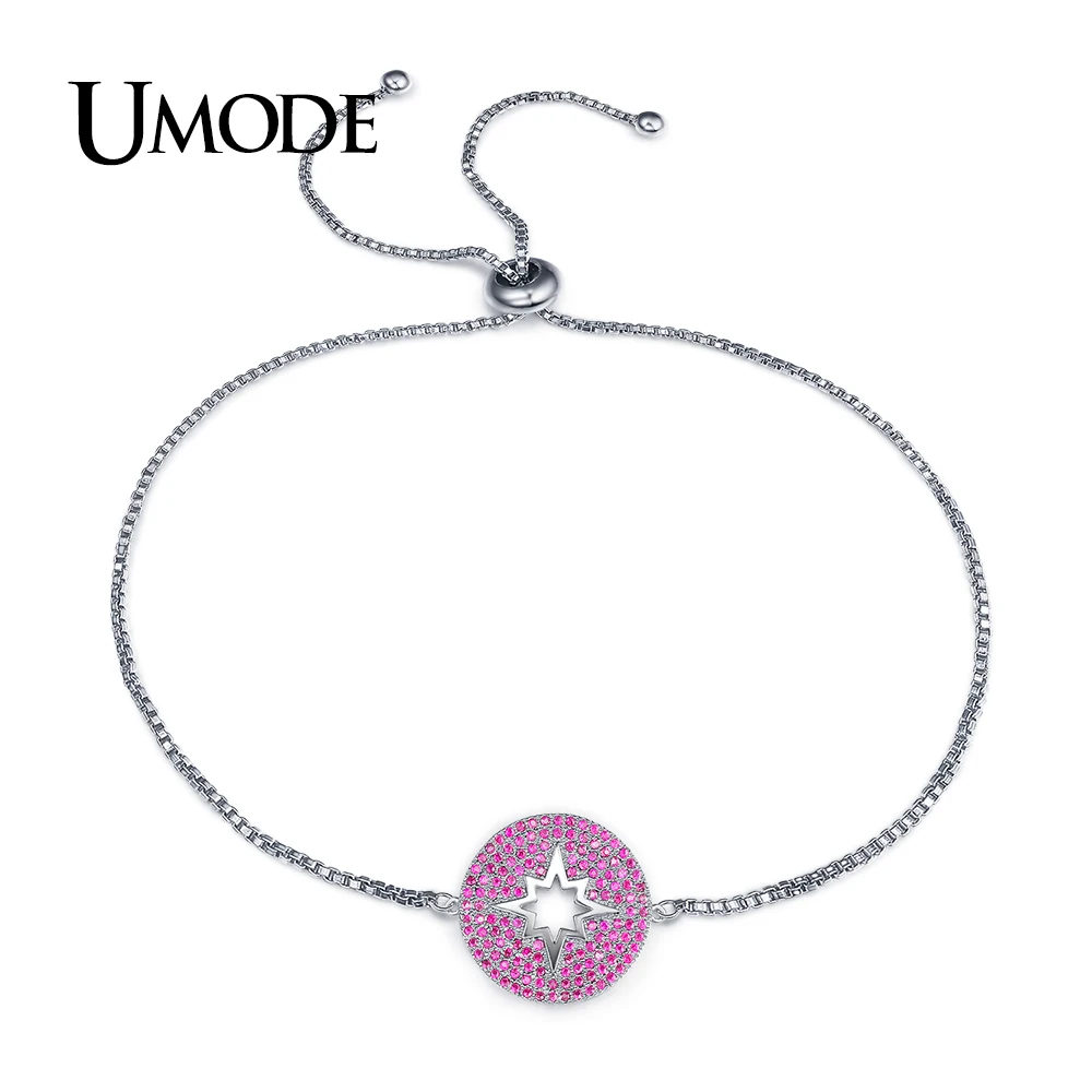 Женский винтажный браслет-цепочка UMODE с подвеской круглой красной австрийской