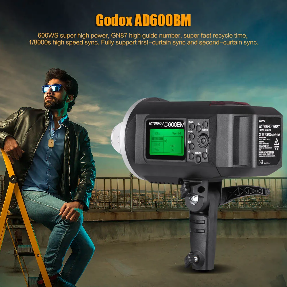 Стробоскопическая вспышка Godox WITSTRO AD600BM Беспроводная для камеры 600WS GN87 HSS 1/8000s 2 4G с