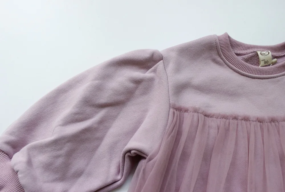 2020 Spring Kids Sweatshirt Dress Korean Style Loose Voile Long Sleeve Cotton Baby Girls Princess Dresses Children Clothing | Детская
