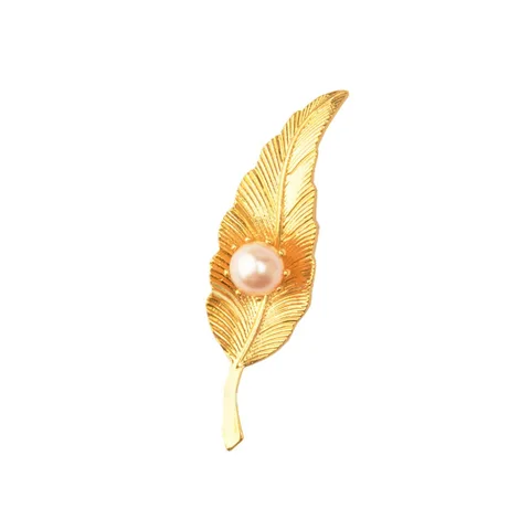 Женские броши с жемчугом и сусальным золотом, брошь из сплава с растением, булавка для хиджаба, брош, бутоньерка Broshi, винтажные аксессуары, дропшиппинг