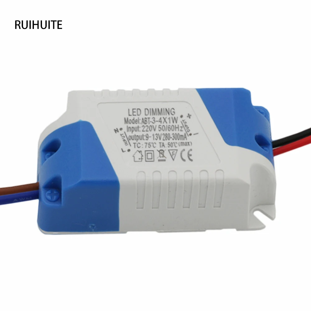 RUIHUITE 5 шт./лот Изоляция AC 110 В 220 Диммируемый светодиодный драйвер 3 4x1W 300mA DC9 13V Вт 4