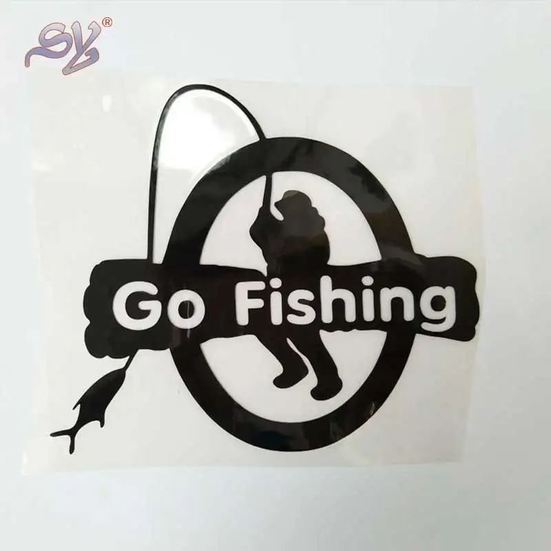 1PCS GO FISHING car stickers 14CM*12CM black white styling decal covers accessories windows motorcycles tank tail | Автомобили и
