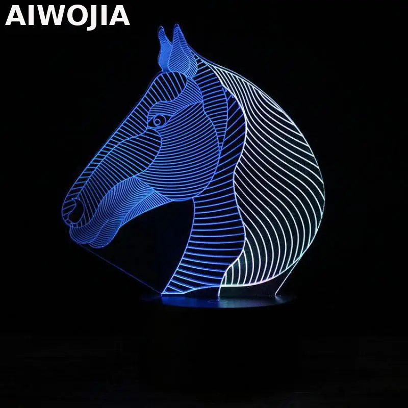 Usb красочные Rgb 3d лампы Luminaria De Mesa светодиодные светильники Led Horse свет