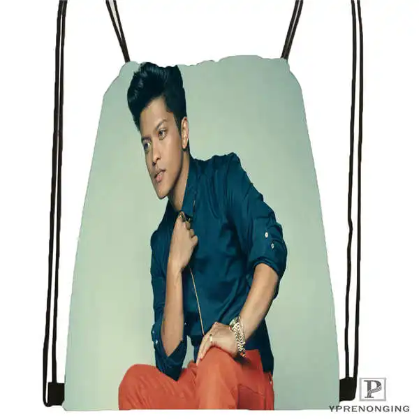 Custom Бруно Марс BW HD Drawstring рюкзак сумка милый детский (Черная задняя часть) 31x40 см