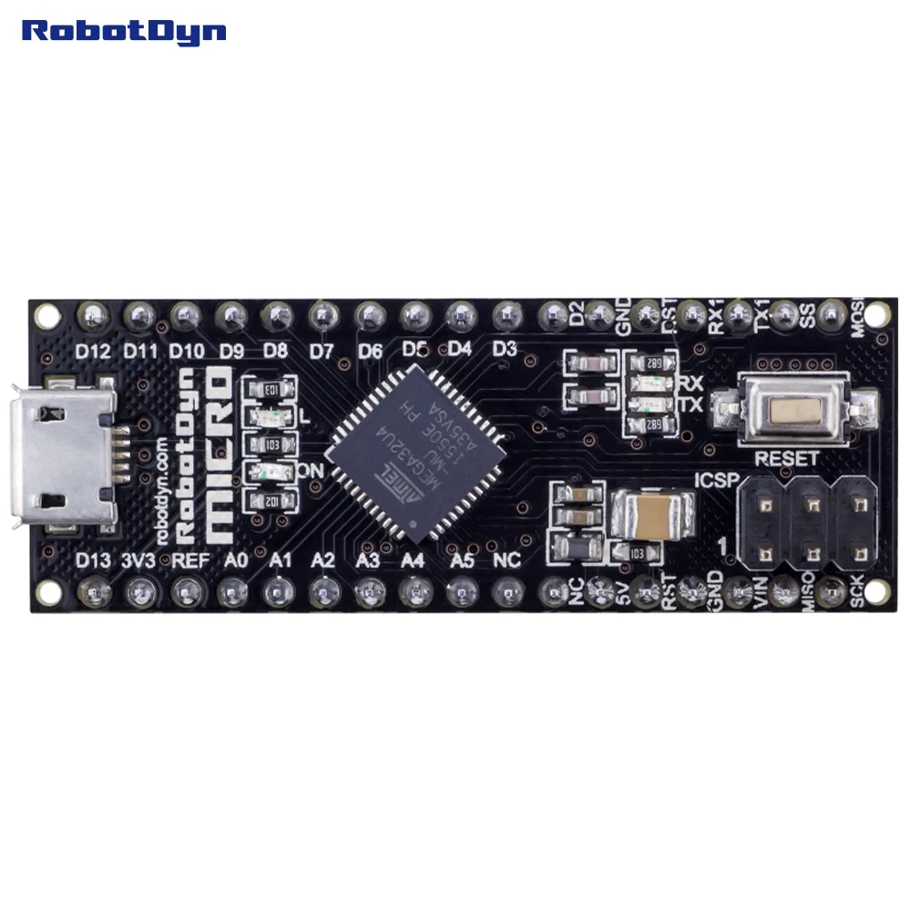 Micro ATmega32U4 (5 В 16 МГц). Спаянные штифты. Совместимость с Arduino и Leonardo|Интегральные