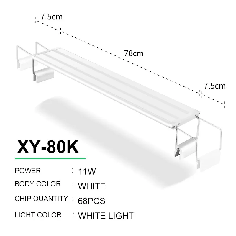 XY-80K White Light 78-93 см аквариумный светодиодный светильник ing 220-240 В выдвижные кронштейны светильник для аквариума с белым или белым синим светодиодный s подходит для аквариума - Цвет: XY-80K White Light