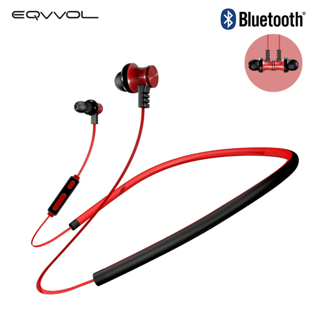 Eqvvol шейные беспроводные Bluetooth наушники магнитные для спорта гарнитура в ухо