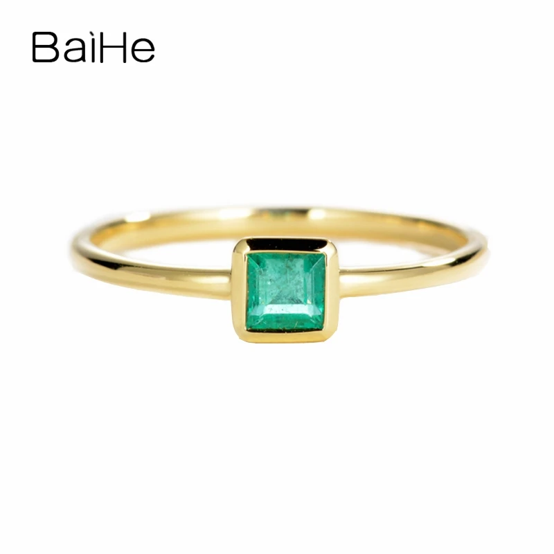 BAIHE однотонное 14K розовое золото квадратный безупречный Натуральный аквамарин
