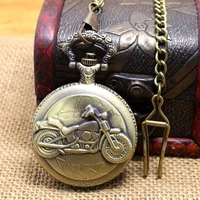 bronze motorcycle motorbike moto hour long chain pocket watch necklace pendant mens husband christmas gift p79c