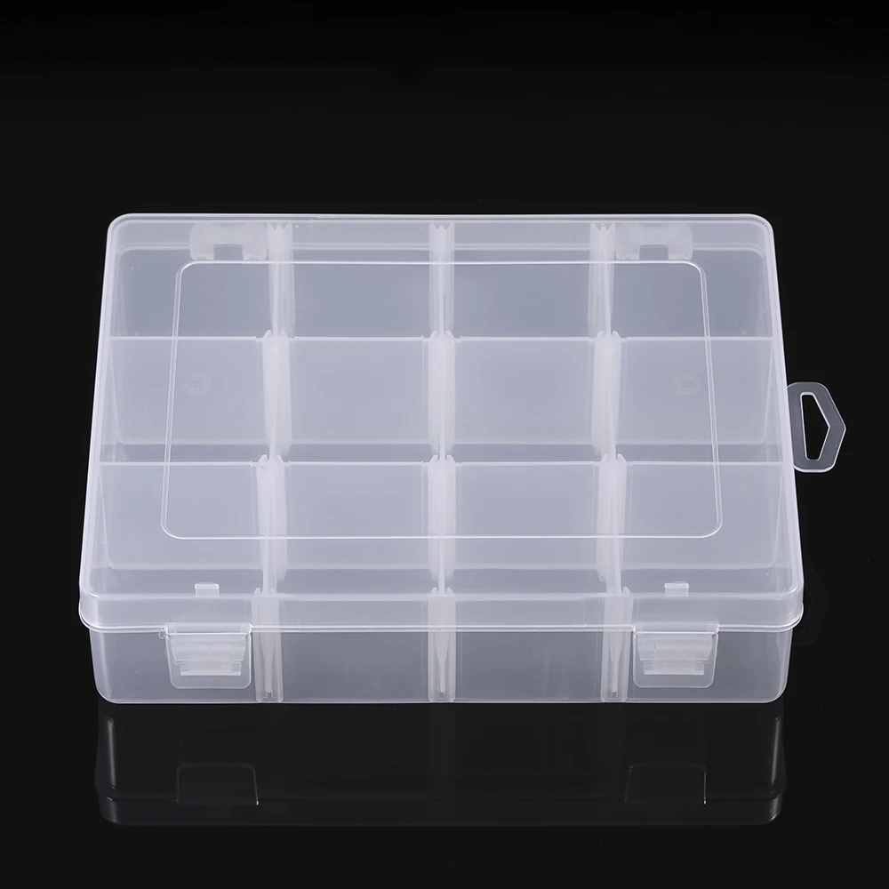Fishing Box Transparent Plastic 12 Grids Tool Baits Hooks Storage Organizer for Display Collection with Dividers | Спорт и