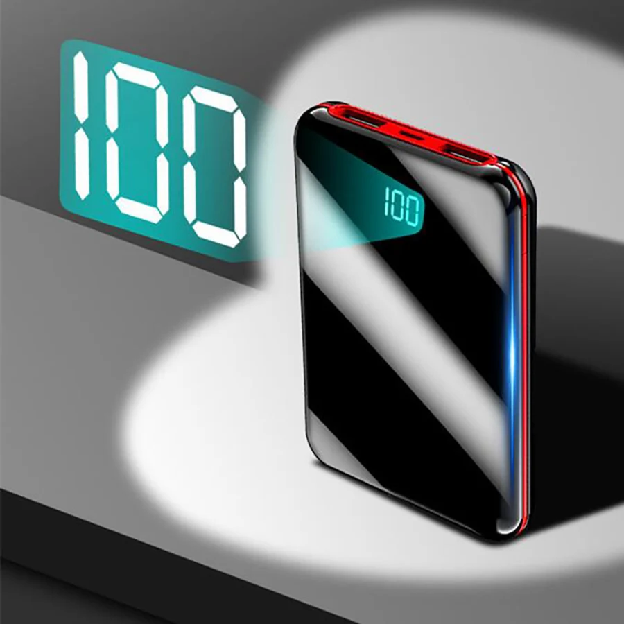 Компактный внешний аккумулятор на 10000 мА · ч портативный с USB Пауэр банк для Xiaomi Mi 9